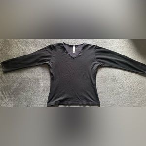 Black Long Sleeve V-neck with Lace